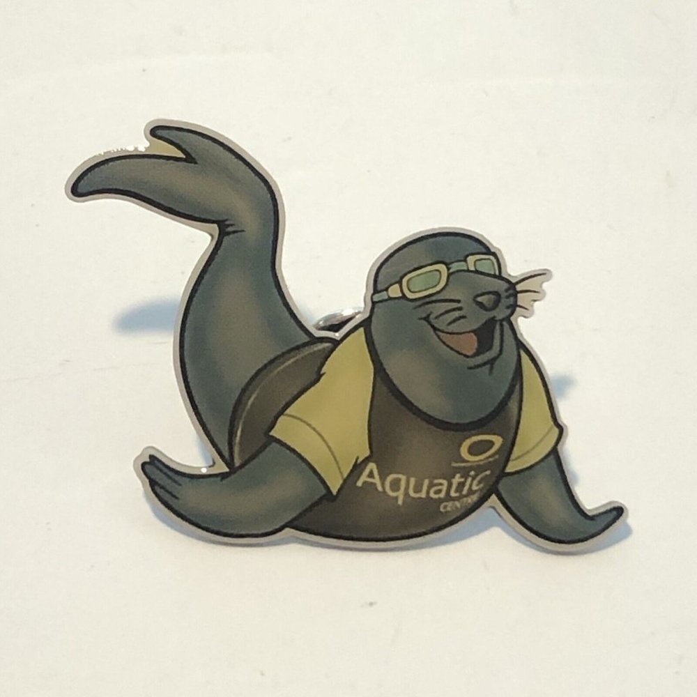 Vintage Sydney Australia Olympic Park Aquatic Centre Cartoon Seal Souvenir Pin
